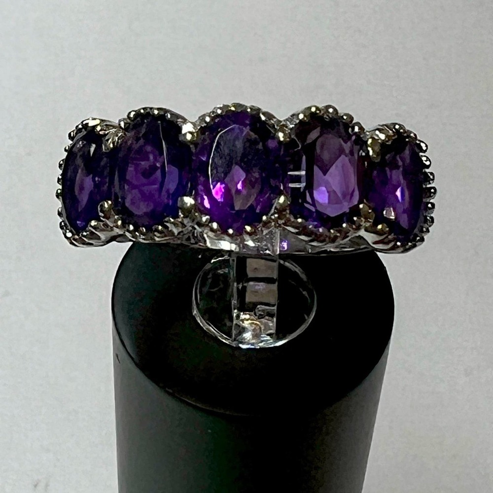 New Real Amethyst 925 SS Ring